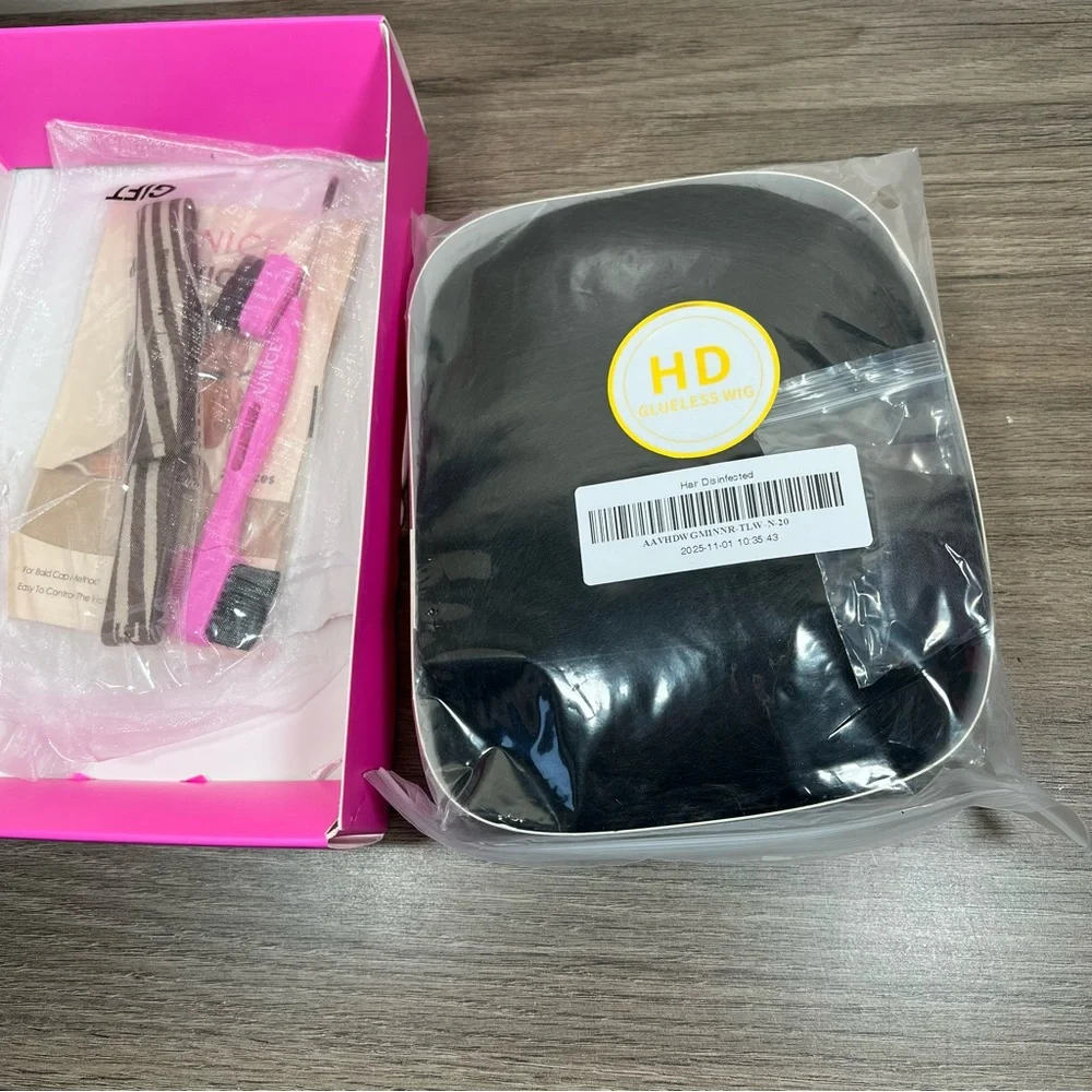 UNICE Loose Wave Human Hair Glueless Pre Cut Curtain Bang 20 Inch Wig